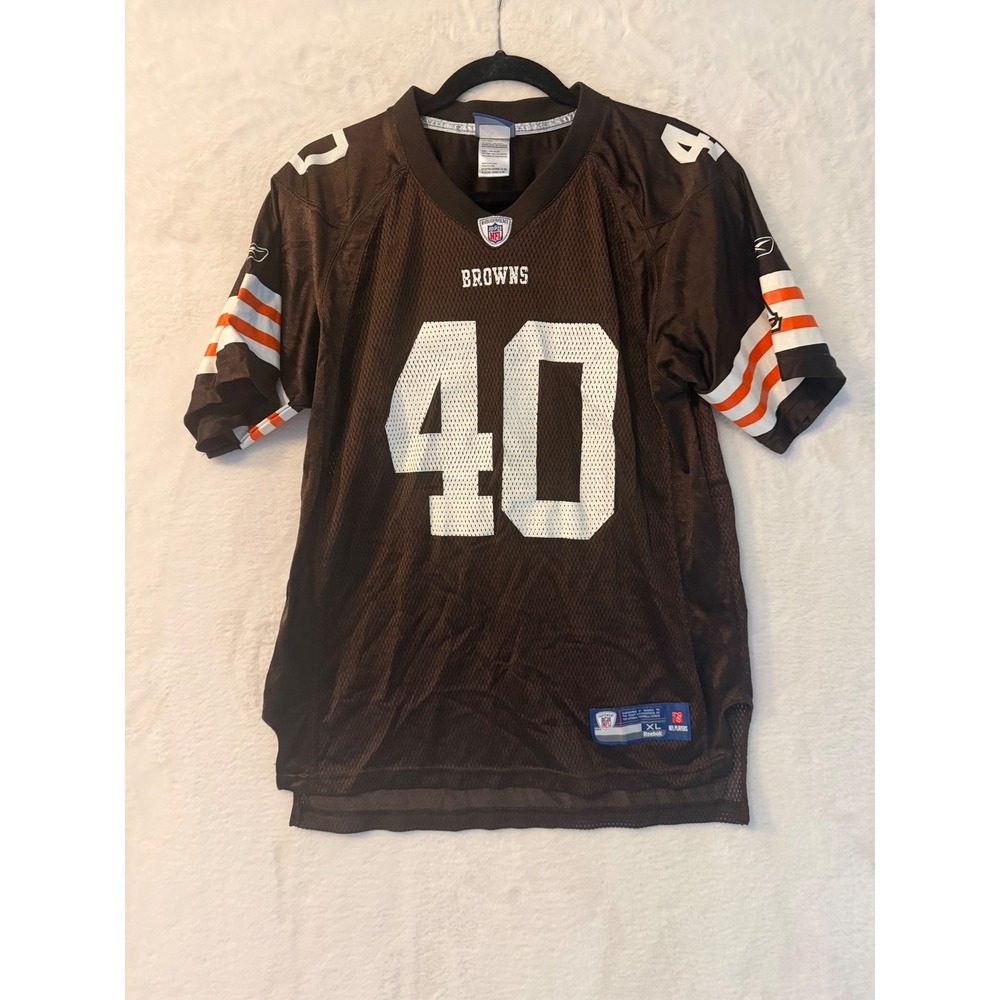 Reebok NFL Cleveland Browns Peyton Hillis 40 Jersey Youth XL Brown Football Mesh